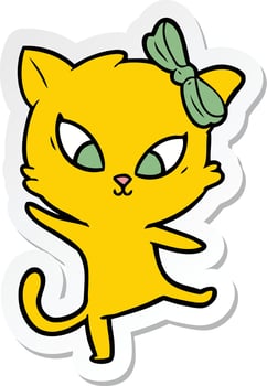 sticker of a cartoon cat vector