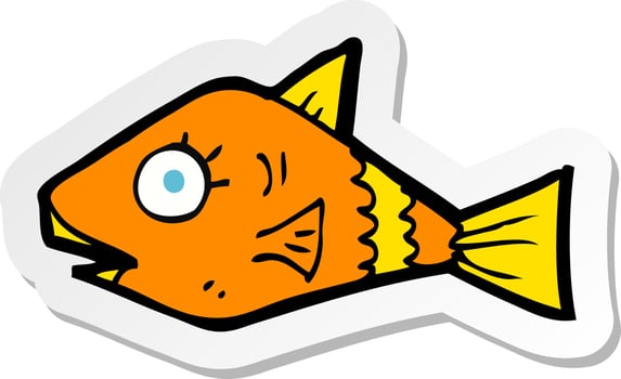 sticker of a cartoon fish vector
