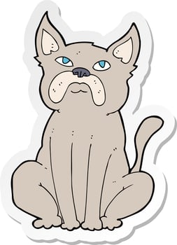 sticker of a cartoon grumpy little dog vector