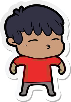 sticker of a cartoon curious boy vector