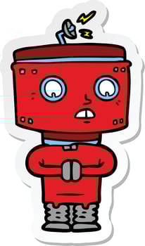 sticker of a cartoon robot vector