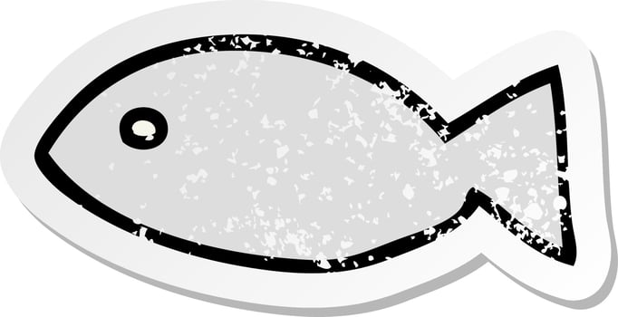 distressed sticker of a cartoon fish symbol vector