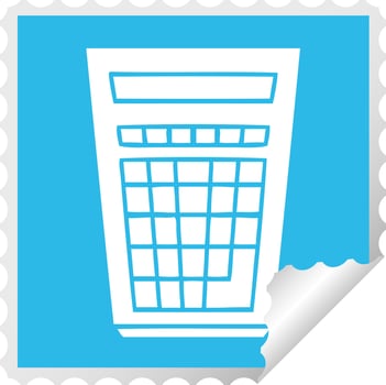 quirky square peeling sticker cartoon calculator vector