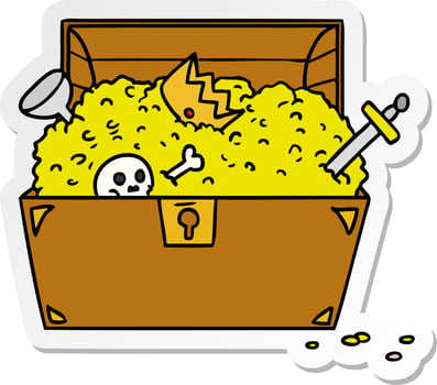 sticker cartoon doodle of a treasure chest vector
