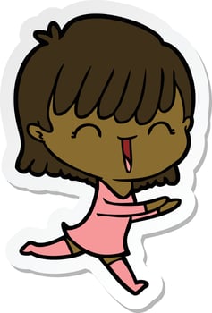 sticker of a cartoon woman vector