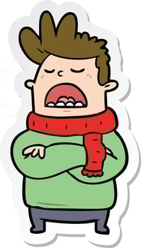 sticker of a cartoon obnoxious man vector
