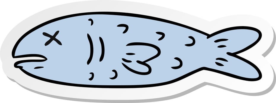sticker cartoon doodle of a dead fish vector