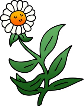 quirky gradient shaded cartoon daisy flower vector