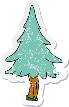 distressed sticker cartoon doodle of woodland pine trees vector