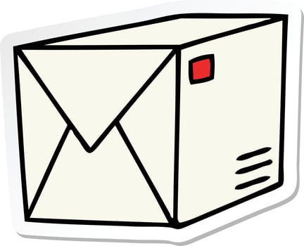 sticker of a quirky hand drawn cartoon parcel vector
