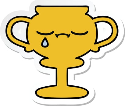 sticker of a cute cartoon trophy vector