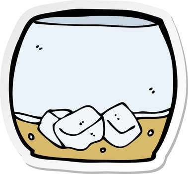 sticker of a cartoon whisky in glass vector