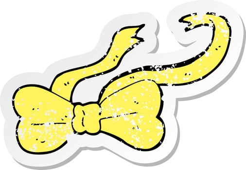 retro distressed sticker of a cartoon bow tie vector
