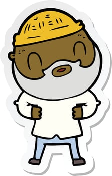 sticker of a cartoon bearded man vector