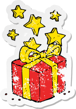 retro distressed sticker of a cartoon christmas presents vector