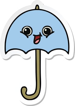 sticker of a cute cartoon umbrella vector