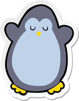 sticker of a cartoon penguin vector