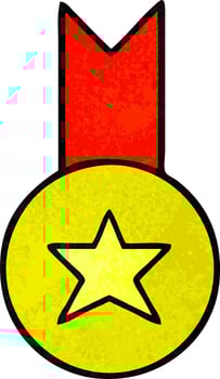 retro grunge texture cartoon gold medal vector