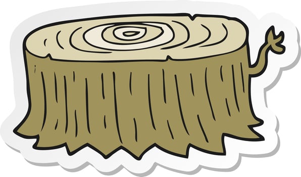 sticker of a cartoon tree stump vector