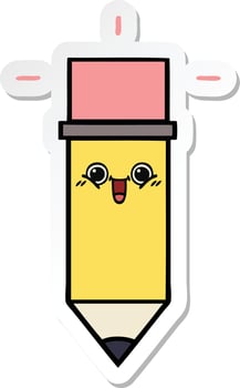 sticker of a cute cartoon pencil vector