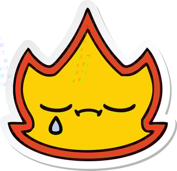 sticker of a cute cartoon fire vector