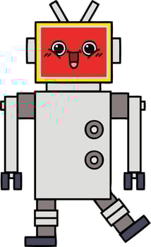 cute cartoon happy robot vector
