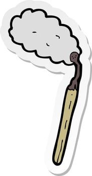 sticker of a cartoon burnt match vector