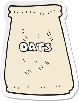 sticker of a cartoon bag of oats vector