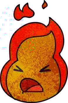textured cartoon kawaii cute fire flame vector