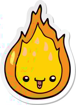 sticker of a cartoon flame vector