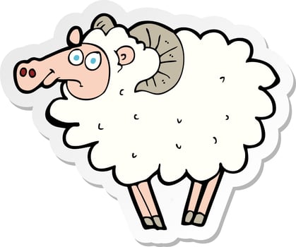 sticker of a cartoon ram vector