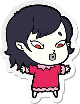 sticker of a cute cartoon vampire girl vector