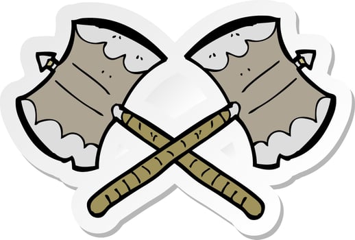 sticker of a crossed axes cartoon vector