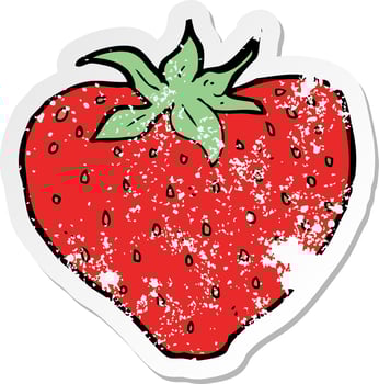 retro distressed sticker of a cartoon strawberry vector