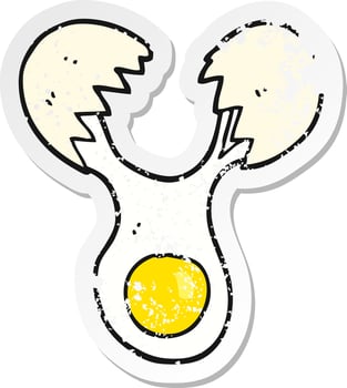 retro distressed sticker of a cartoon cracked egg vector