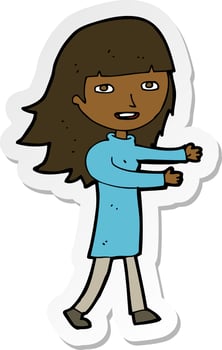 sticker of a cartoon happy girl vector