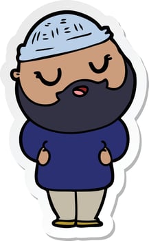 sticker of a cartoon man with beard vector