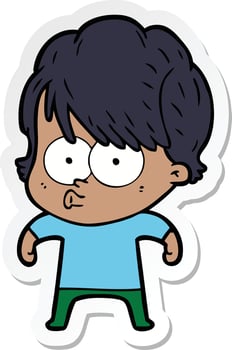 sticker of a cartoon woman vector