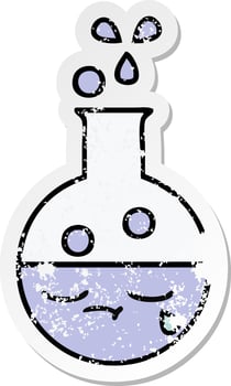 distressed sticker of a cute cartoon test tube vector