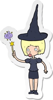 sticker of a cartoon halloween witch vector