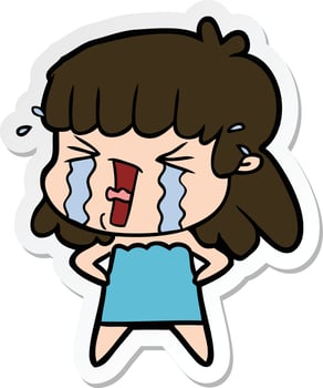 sticker of a cartoon woman vector