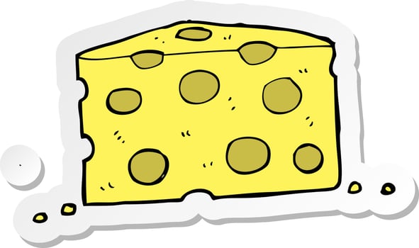 sticker of a cartoon cheese vector