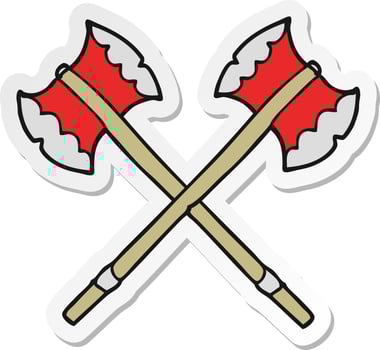 sticker of a cartoon axes vector