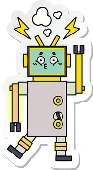 sticker of a cute cartoon robot vector