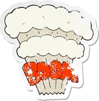 retro distressed sticker of a cartoon explosion vector