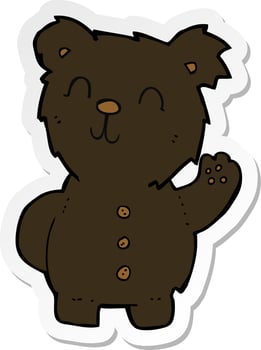sticker of a cartoon black bear vector