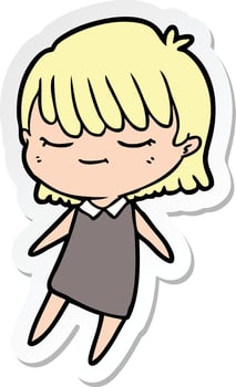 sticker of a cartoon woman vector