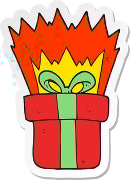 sticker of a cartoon christmas gift vector