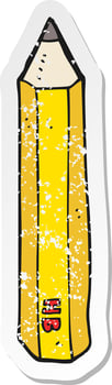 retro distressed sticker of a cartoon pencil vector