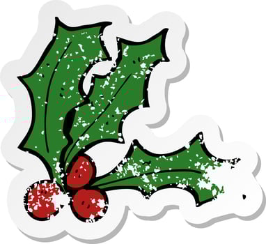 retro distressed sticker of a cartoon holly vector
